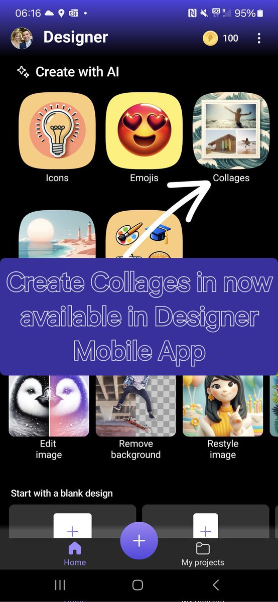 rquickenden's tweet image. Yay... The create collages applet is not. Available in the @MSFT365Designer mobile app... Yippeeee

#MsftDesignerCreator