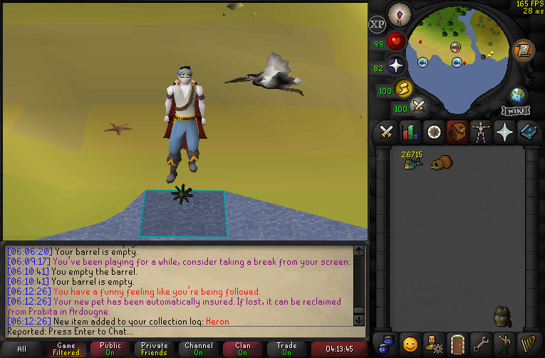 ReportedRS's tweet image. Pet #14 - Heron - 22.37M XP