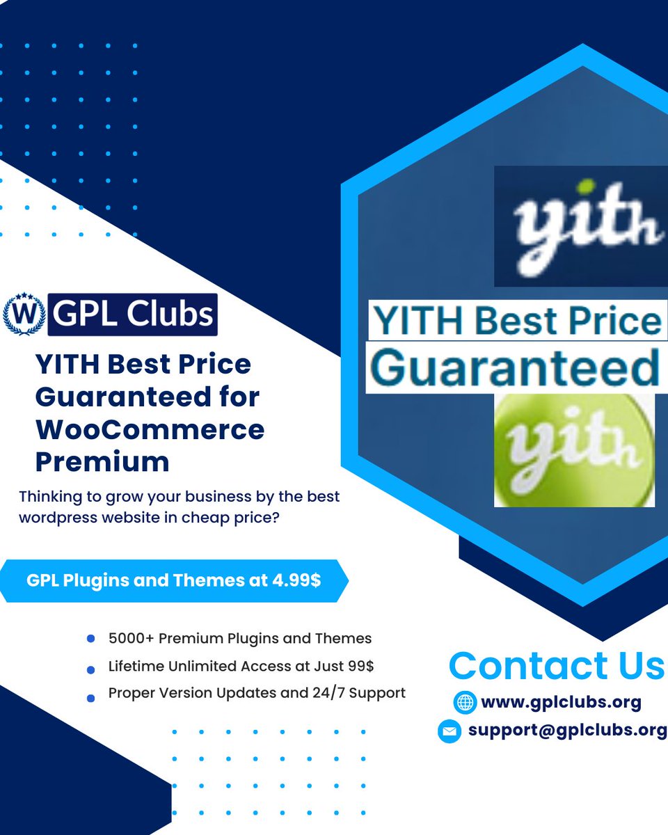 GplClubs's tweet photo. 🌐 YITH Best Price Guaranteed for WooCommerce Premium at just 4.99$👍👍

🏆 Buy from here : https://t.co/XybFwMEp7r

🌏 Our website - https://t.co/JkMhckdlim
   Email us : support@gplclubs.org

#wordpresspremiumthemes
#gplthemesandplugins 
#gplthemes  
 #PremiumWordPress https://t.co/A1PGtXie66