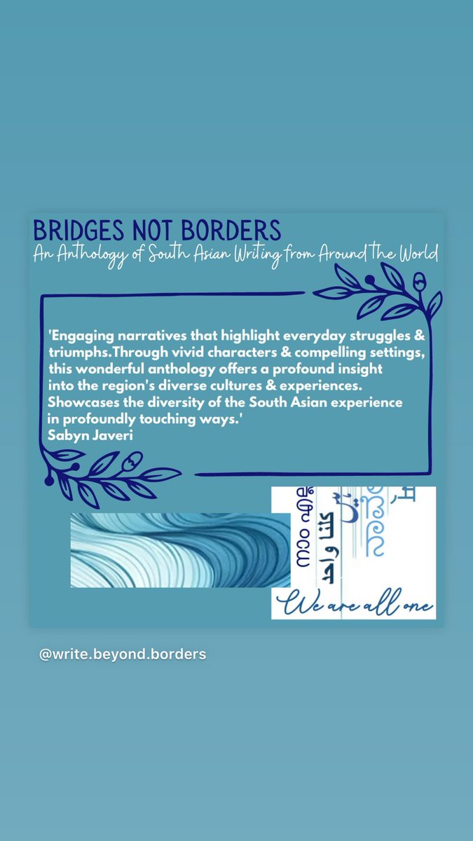 Write Beyond Borders (@writebborders) on Twitter photo Praise for #BridgesnotBorders anthology from the wonderful <a href="/SabynJaveri/">Sabyn Javeri</a>
More about the launch event soon. ✨✨✨ Praise for #BridgesnotBorders anthology from the wonderful <a href="/SabynJaveri/">Sabyn Javeri</a>
More about the launch event soon. ✨✨✨