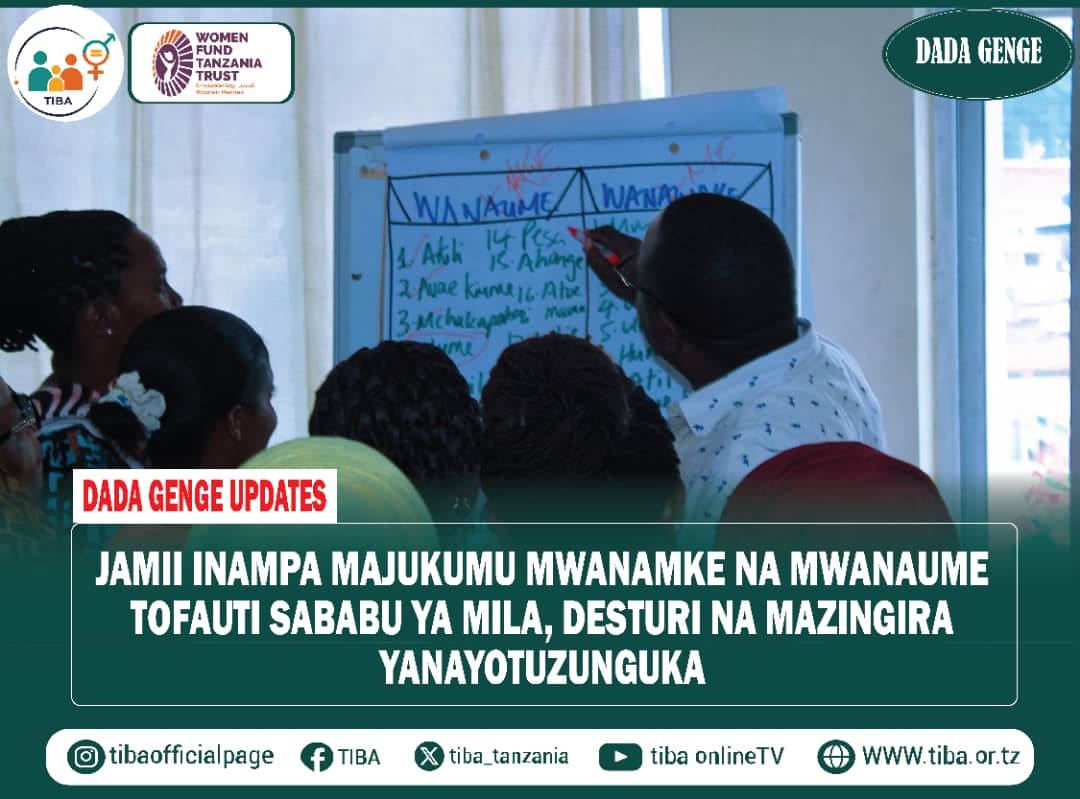 tiba_tanzania's tweet photo. Wanawake na wanaume wanapewa majukumu tofauti na Jamii kwa kuangalia jinsi ambayo inachochewa na Mila,desturi na mazingira na hii hupekelekea Ukatili wa Kijinsia " Dr.Katanta #KijiweChambogamboga #DadaGenge https://t.co/T8CisfVGVg