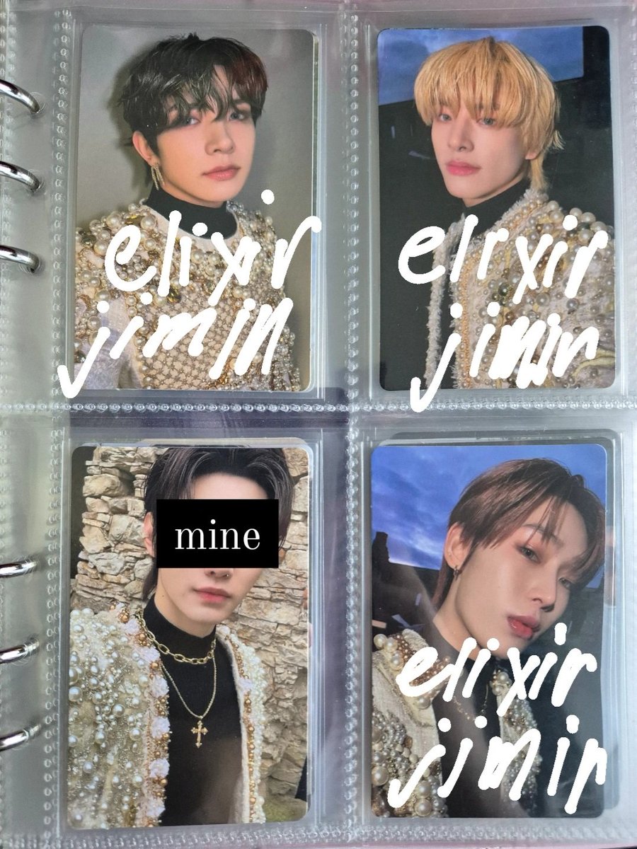 elixirjimin's tweet image. wts lfb ph

✨ ENHYPEN Dark Blood PC ✨

↪ Heeseung, Jake, Sunoo - Php. 150ea
↪ if getting 2 or 3 pcs - Php. 100ea

mop: gcash | metrobank
mod: jnt | flash ex | lbc | sdd
loc: qc

🏷 enhypen en- dark blood weverse version ver pearl heeseung jake sunoo
#elixirjmnonhands