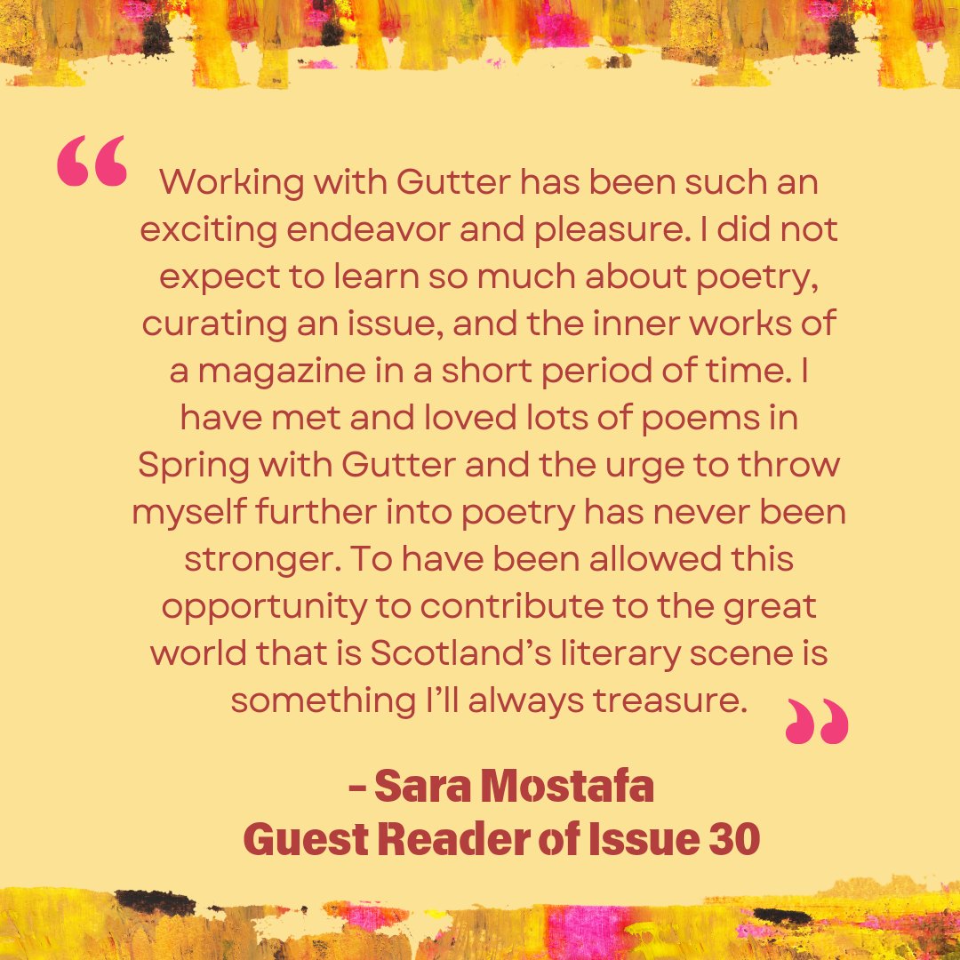 We were honoured to have Sara Mostafa as our Guest Reader for Issue 30. I'm sure that you will all agree that she has done a brilliant job! Her insight, perspective, and personal taste have been invaluable in the process of bringing 30 to life. 👏