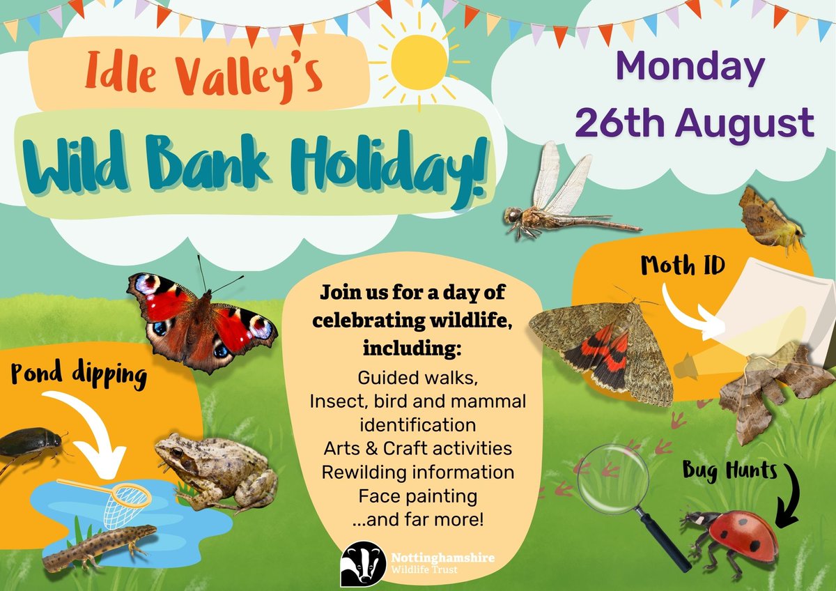 Looking for Bank Holiday plans? Join Idle Valley Nature Reserve on Monday 26th August for a day of nature themed fun! 🐞🌳

Enjoy a range of free activities with the kids, including guided walks, arts &amp; crafts, face painting and much more... 🎨