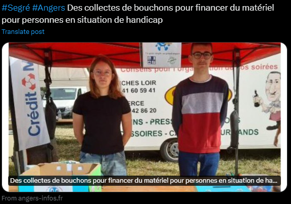 🌍♻️ Théo Hoctin et Iliana Soethoff, élèves de terminale Bac Pro Agora au Lycée Bourg Chevreau à Segré, lancent une incroyable collecte de bouchons pour soutenir des causes solidaires ! 🙌👏 Chaque petit geste compte ! 💪💚 #CollecteDeBouchons #Solidarité  #JeudiPhoto