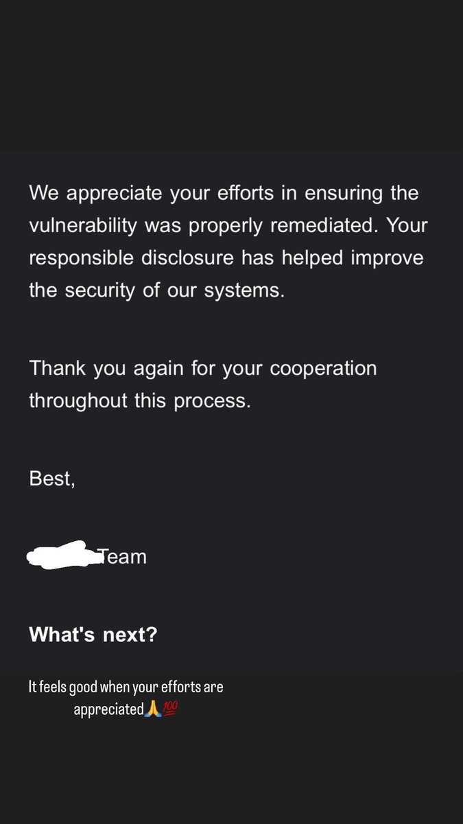fattselimi's tweet image. It feels good when your efforts are appreciated🙏💯

#bugbounty #ethicalhacking #hackforgood #cybersec