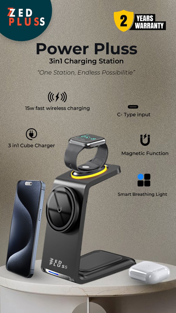 ZzedPluss's tweet photo. ZZed Pluss 3in1 Power Pluss Charging station 🔋⚡️ 🔍 https://t.co/vuaH7PW8PU
