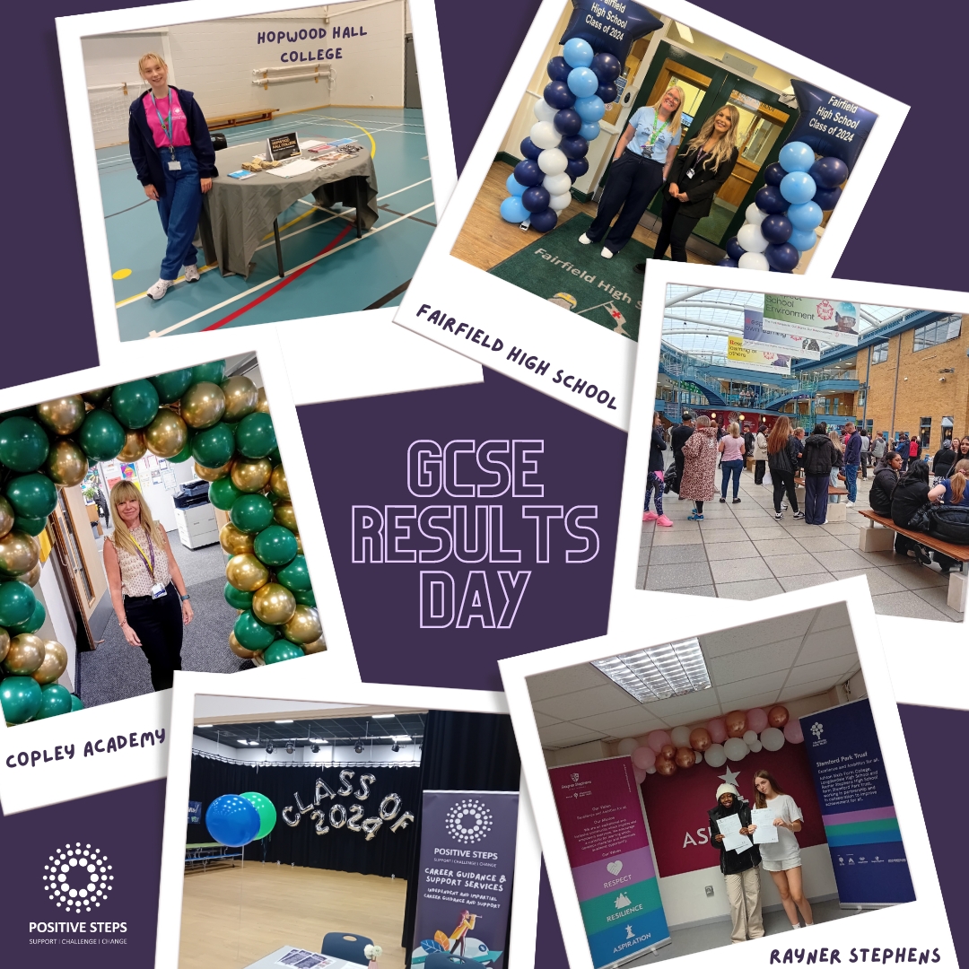 It's #GCSEResultsDay ! Our Careers Advisers are in schools across Greater Manchester to provide support and advice 💜#PositiveCareers #GCSE #ResultsDay