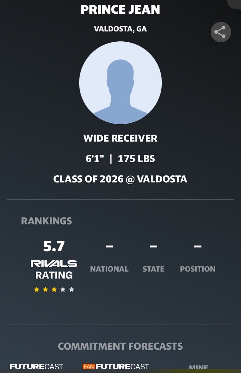 Prince Jean (@pr11ncej1) on Twitter photo #AGTG Blessed to be ranked a 3 star on @rivals 🙏🏾🙏🏾
<a href="/shelton_felton/">Coach Shelton Felton</a>
<a href="/24VHSFootball/">Valdosta Football</a> <a href="/VHS_FBrecruits/">Valdosta High Football Recruiting</a> #AGTG Blessed to be ranked a 3 star on @rivals 🙏🏾🙏🏾
<a href="/shelton_felton/">Coach Shelton Felton</a>
<a href="/24VHSFootball/">Valdosta Football</a> <a href="/VHS_FBrecruits/">Valdosta High Football Recruiting</a>