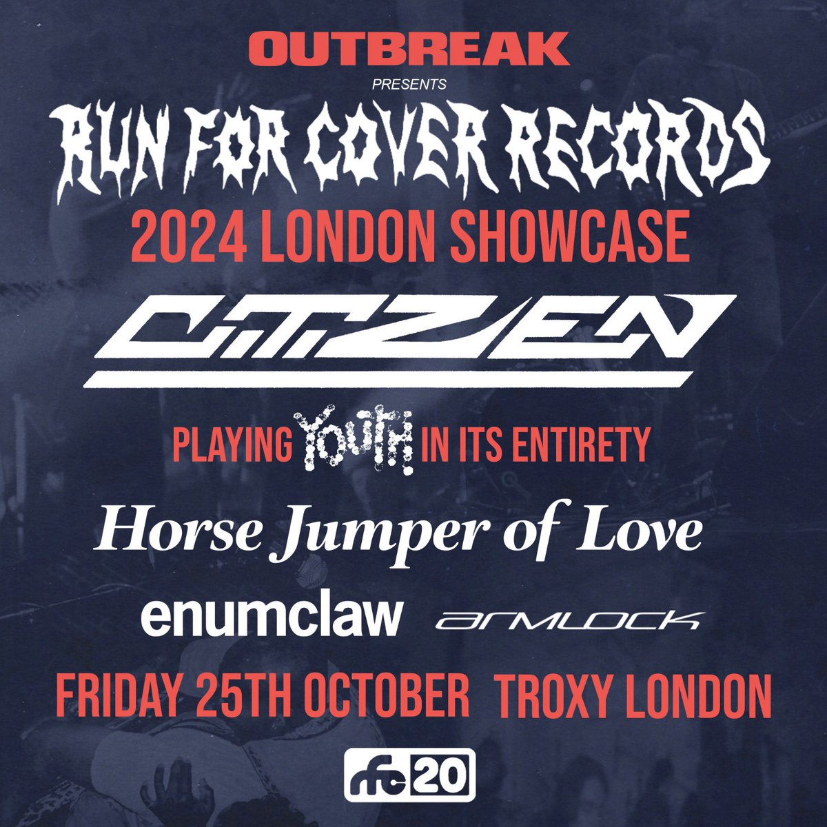 Troxy (@troxylondon) on Twitter photo TICKETS ON SALE NOW!
Get ready to rock with the <a href="/rfcrecords/">Run For Cover</a> showcase 🤘
<a href="/citizentheband/">Citizen</a>
<a href="/HorsejumperO/">Horsejumper Oflove</a>
#Enumclaw
<a href="/armlock444/">Armlock</a>
🎟️ link.dice.fm/Zdcad33a1e1e
#troxylondon #londonevents #runforcover #citizentheband #horsejumperoflove #armlock <a href="/OutbreakFest/">Outbreak Fest®</a> TICKETS ON SALE NOW!
Get ready to rock with the <a href="/rfcrecords/">Run For Cover</a> showcase 🤘
<a href="/citizentheband/">Citizen</a>
<a href="/HorsejumperO/">Horsejumper Oflove</a>
#Enumclaw
<a href="/armlock444/">Armlock</a>
🎟️ link.dice.fm/Zdcad33a1e1e
#troxylondon #londonevents #runforcover #citizentheband #horsejumperoflove #armlock <a href="/OutbreakFest/">Outbreak Fest®</a>