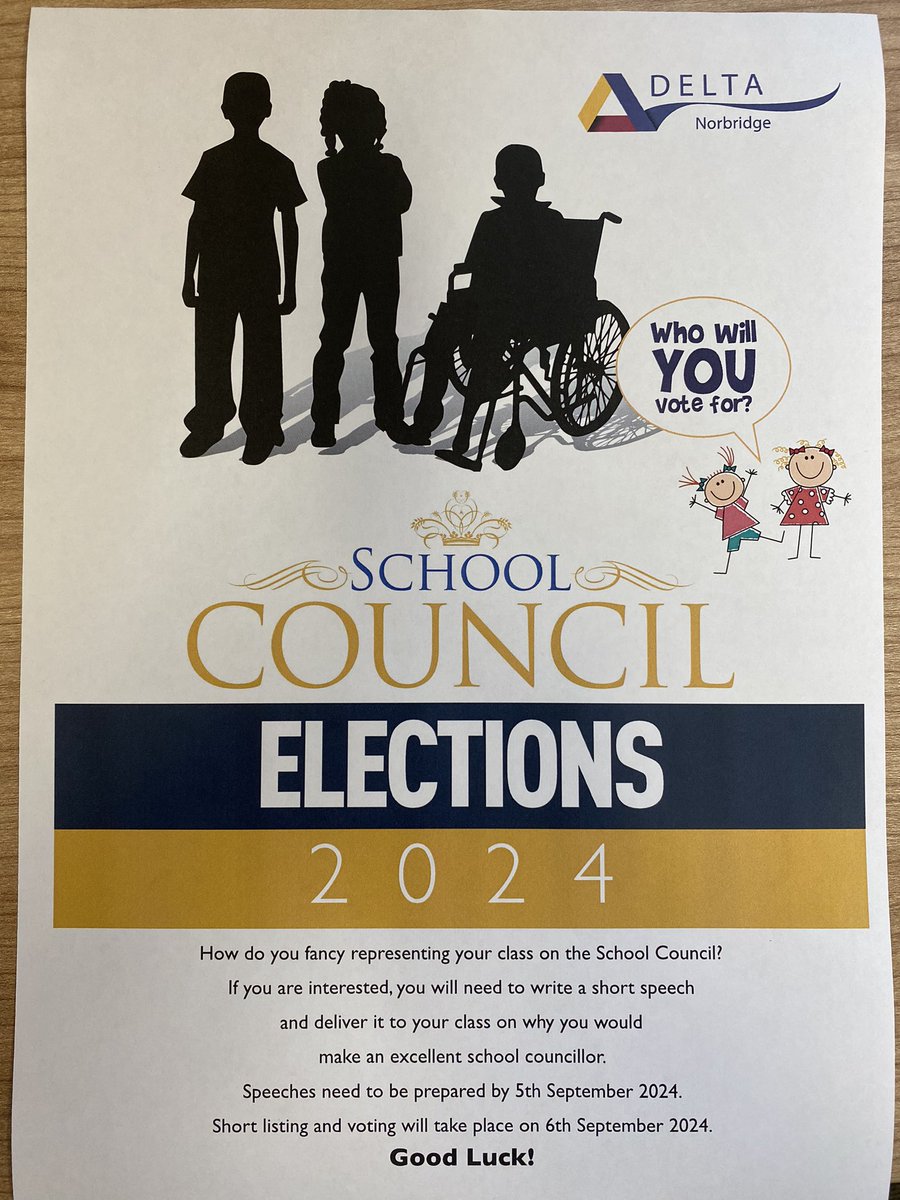 Would you like to nominate yourself to become a member of the student council @DeltaNorbridge?

⭐️ School Councillors represent the academy &amp; share school updates with their class. School Councillors support in making decisions. ⭐️