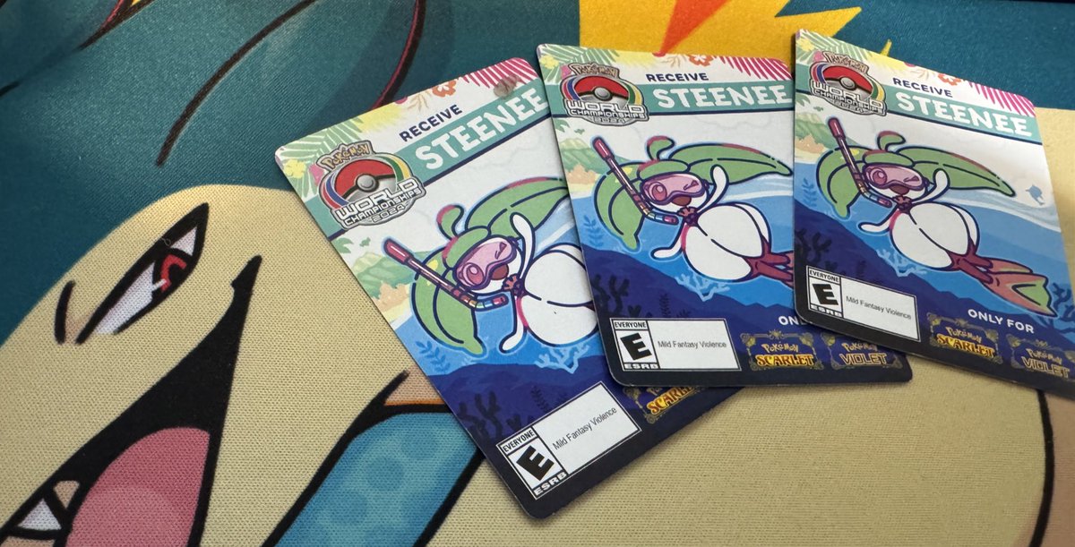 I've got 3 Steenee from Worlds to give away!

RT and tell me your favorite Pokémon for a chance to win; I'll pick winners Thursday evening @ 8 PM PDT!