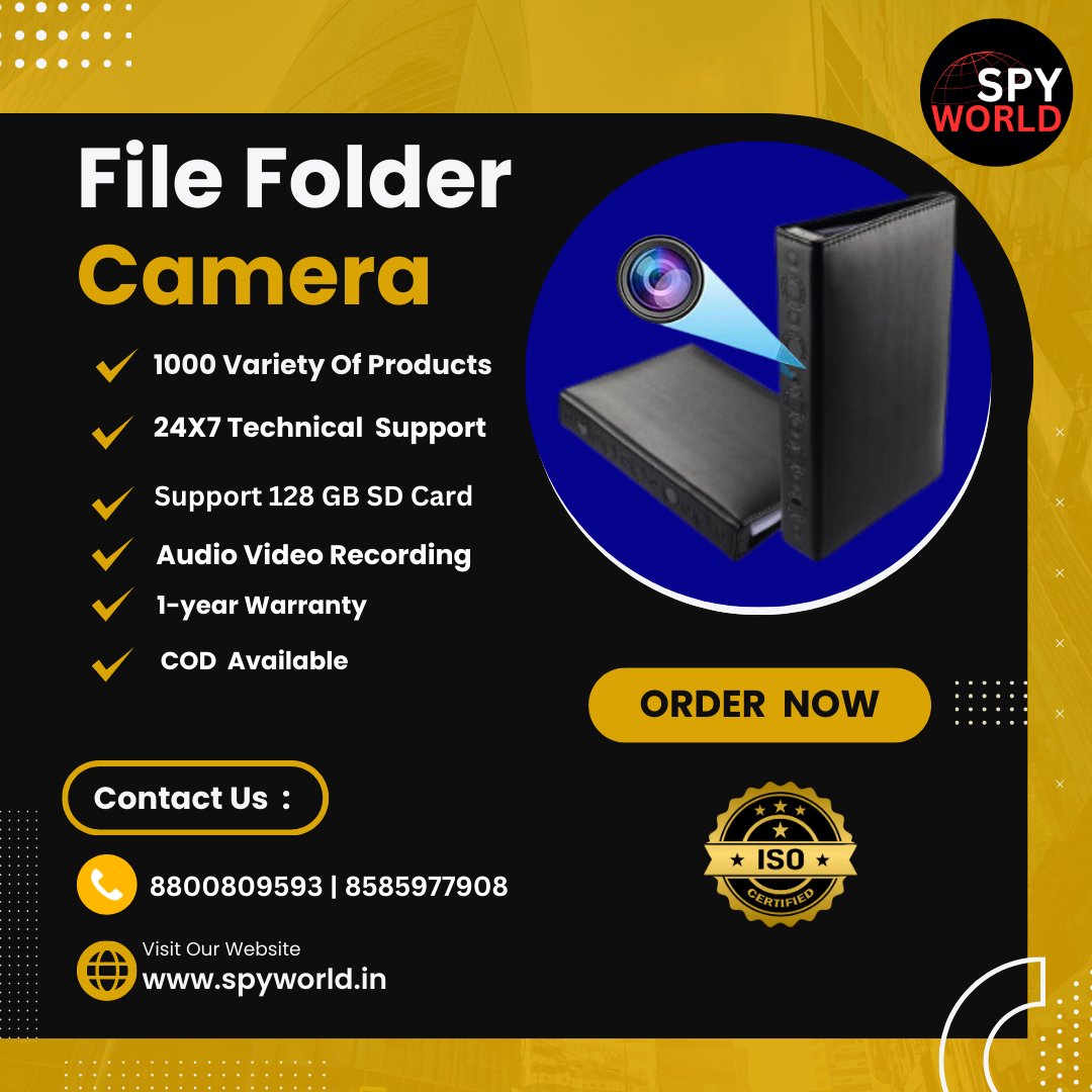 in_spyworld's tweet image. Uncover the world of espionage with Spy World's innovative File Folder Spy Camera! Keep an eye on things discreetly and effectively. Start spying now!

For any query:
Call us at 8800809593 | 8585977908
or visit us at: spyworld.in
#filefolder #spy #camera #megasale