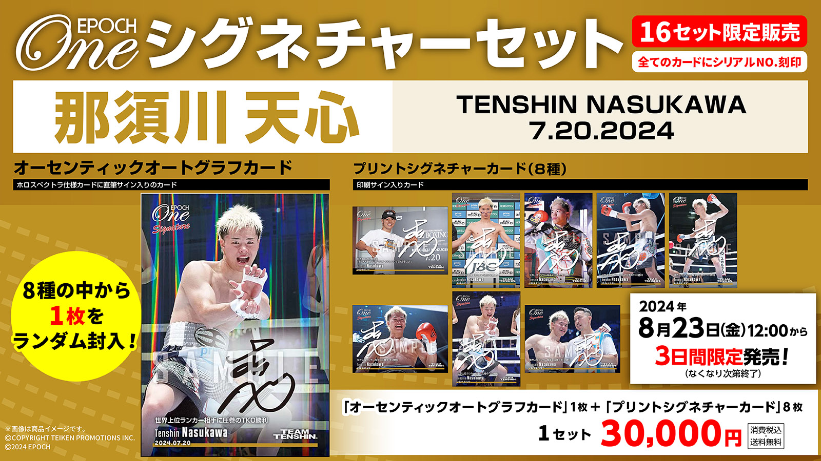 那須川天心】ボクシング3戦目 タイプ『B』直筆サインカード 直書き