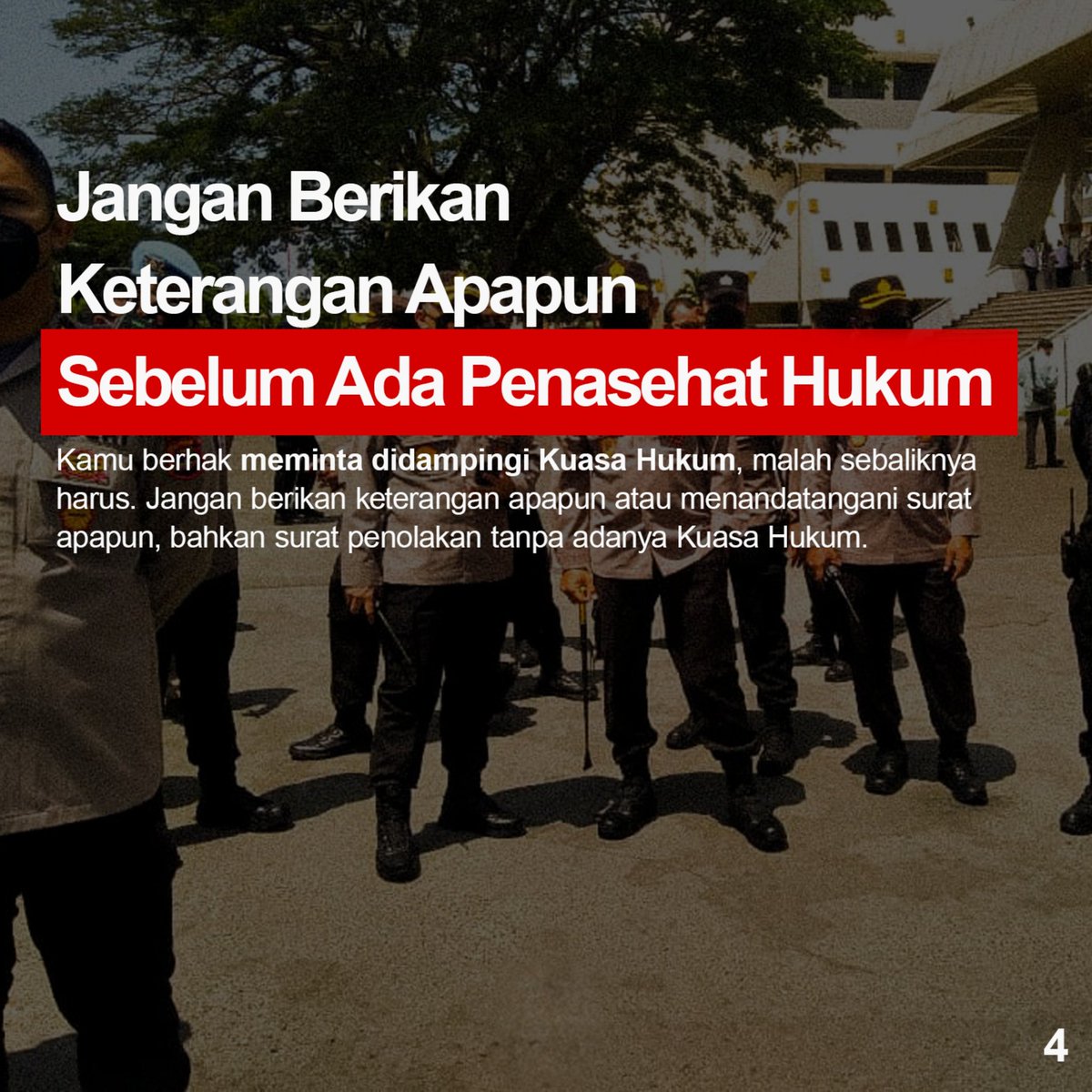 Untuk kawan-kawan yang ada di seputar Bandar Lampung yg akan aksi, catat nomor bantuan hukum berikut dan perhatikan hal-hal dibawah ini jika kamu ditangkap polisi saat aksi. <a href="/YLBHI/">YayasanLBHIndonesia</a>