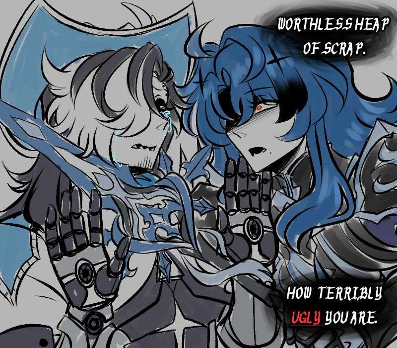 giingerja's tweet photo. felt like drawing some of the #argenthill AUs i really enjoy as another 1k follower post ! 🎉🎉
from first to last: 2p au, Kou and borger's vampire au,  sea creature au, and of course . the ultrakill au✨ https://t.co/ajj7n66wMn