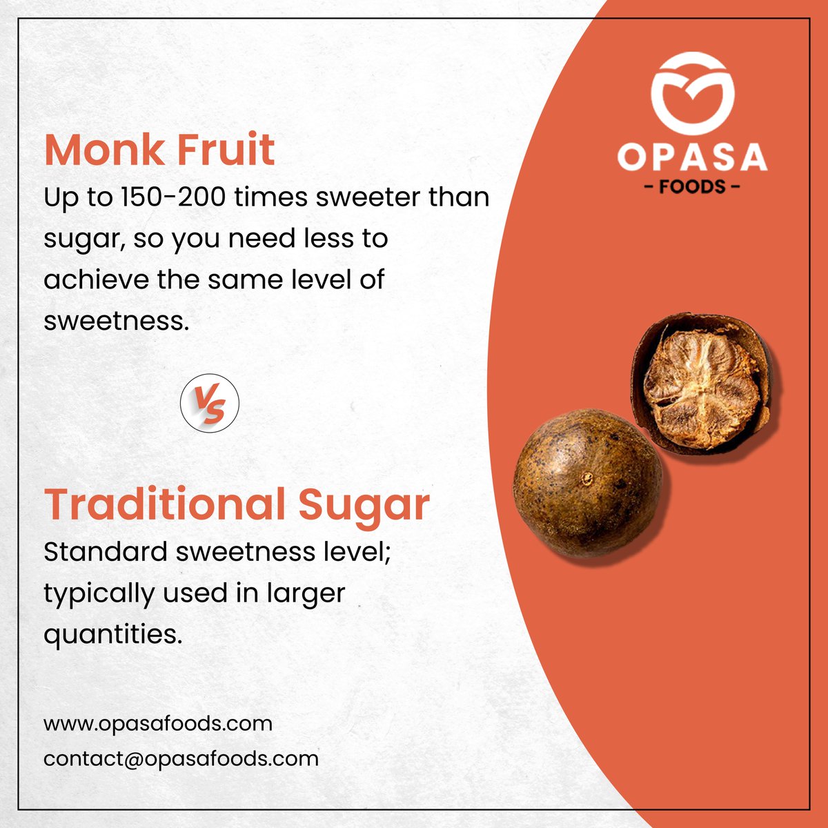 OpasaFoods's tweet photo. Swipe through to discover why Monk Fruit is the smarter choice over sugar. Sweetness redefined, naturally! 🍈✨

#MonkFruit #HealthyLiving #SugarAlternative #OpasaFoods #NaturallySweet #HealthyChoices #swipetolearn https://t.co/4ekc6XTClO