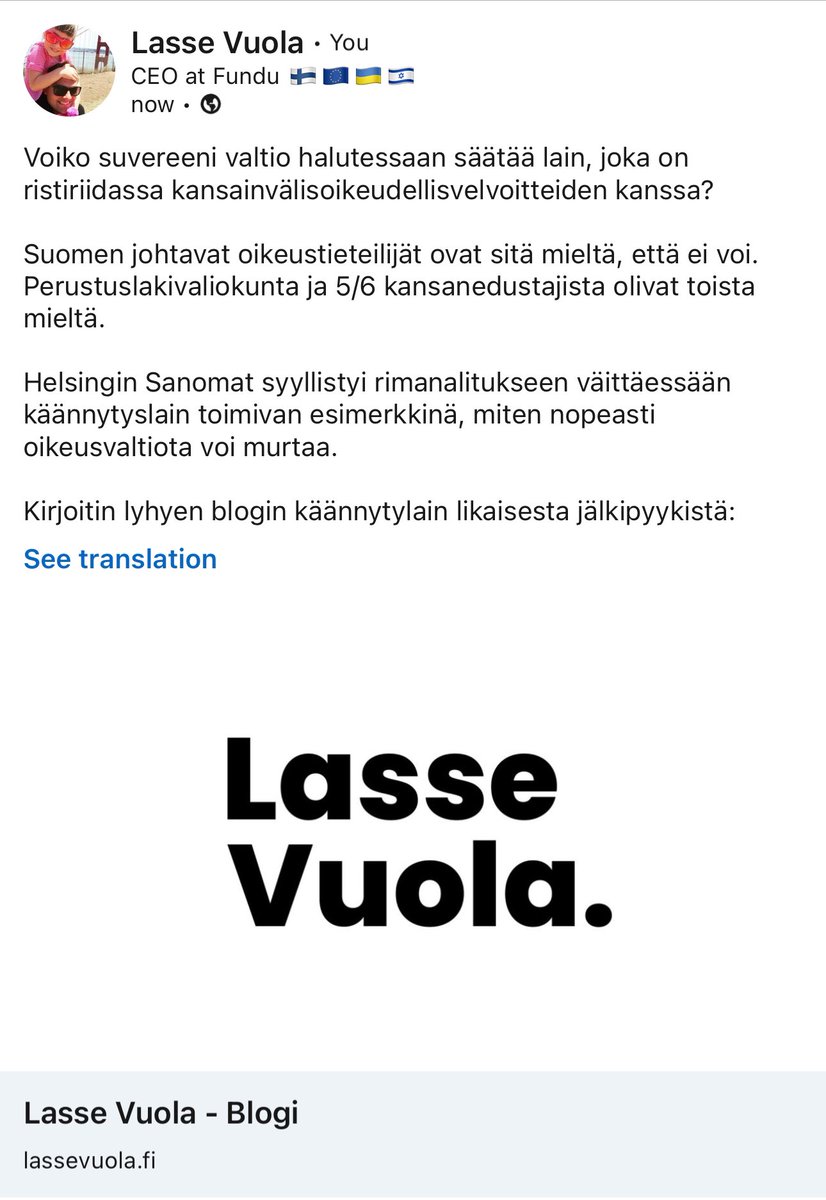 Kirjoitin blogin käännytyslain likaisesta jälkipyykistä. Ylilyöntejä niin median kuin johtavien oikeudellisten auktoriteettien toimesta?  lassevuola.fi