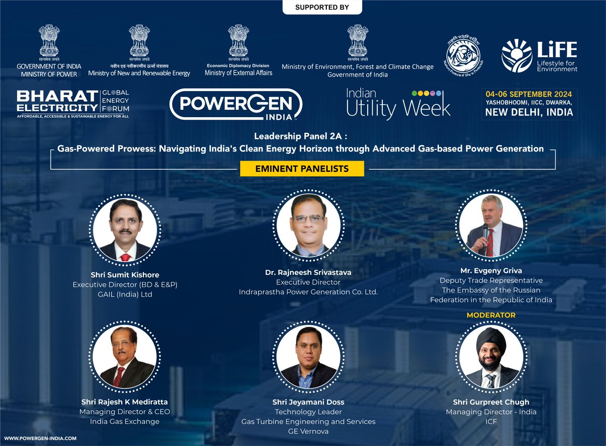 PowerGenIndia's tweet image. We are pleased to introduce our distinguished panelists for the Leadership Panel at @PowerGenIndia &amp;amp; @IndianUtilityWk.

🗓️ 4th - 6th Sep 24
📍 Yashobhoomi, IICC Dwarka, Delhi

For inquiries, contact Siddhartha Mishra at siddhartha@encis.in or +91-9999913164
#LeadershipPanel
