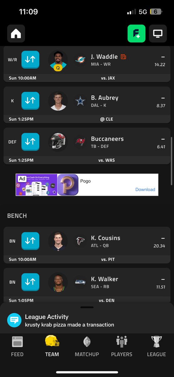 moneygetter2k's tweet photo. Yall fw my fantasy football team? https://t.co/bhBQU2z4CA