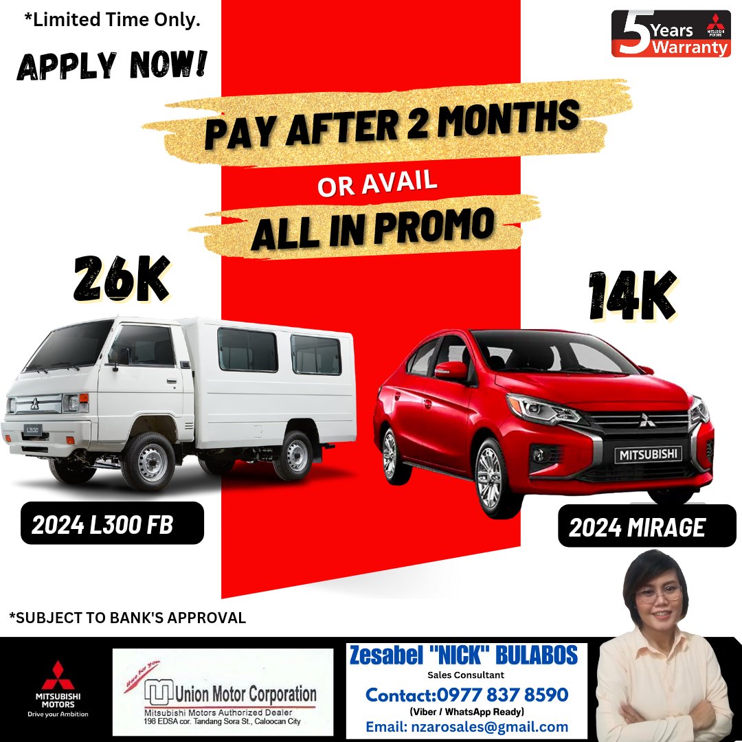 ZesabelA's tweet photo. #Mitsubishi #negosyo #partner #kabuhayan #L300 #sulit #sme #pride #August #umc #mitsubishimotors #Trending #legit #Sales #Careers #Ofw #Filipino #businessowners #BusinessSolutions 

For your Business Needs, Contact Me Now #09778378590 https://t.co/f62IRYxFRy