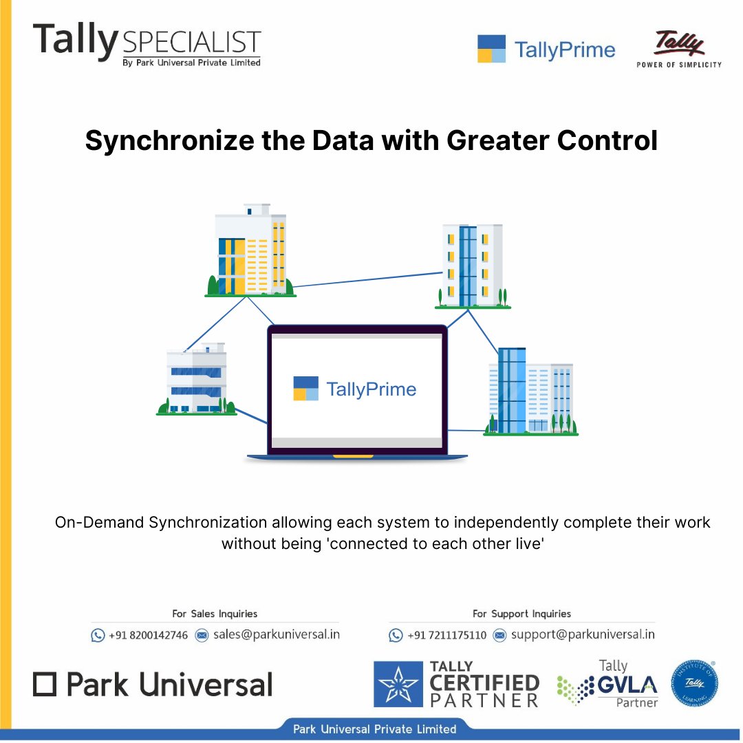 specialisttally's tweet image. Data synchronization in Tally allows businesses with multiple branches to share, update, and manage data across all locations.
#tally #datasynchronization #Businessmanagement #TallySoftware