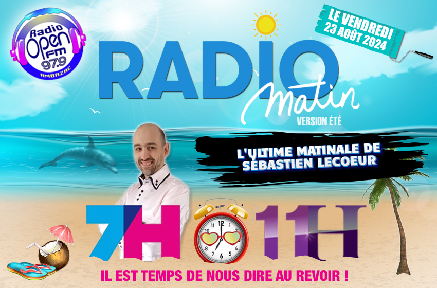 Emission du "Radio matin" un peu particulière ce matin en direct de 7h à 11h puisque ce sera non seulement la dernière de la semaine, mais surtout... l'ultime réveil que <a href="/SLECOEUR/">SEBASTIEN LECOEUR</a> partagera avec vous sur <a href="/radioopenfm/">Radio Open Fm 97.9</a>. On compte sur vous !