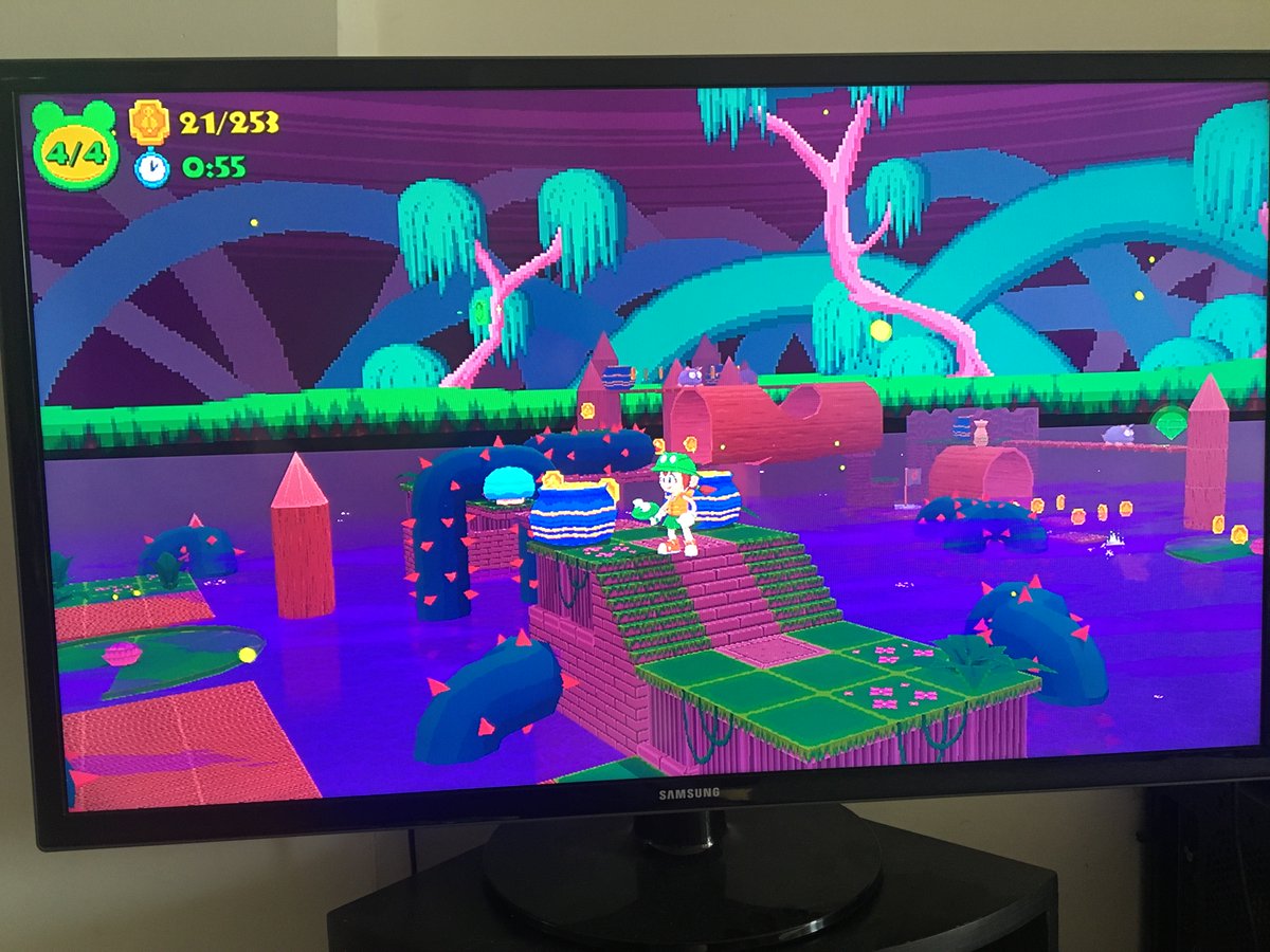 GamingPalOllie's tweet photo. #Gaming is at its best, you just have to know the good #videogames. #frogun is a wonderful, gorgeous #lowpoly #platformer with phenomenal art direction and SIMPLE yet fun gameplay! Perfect for #SteamDeck and #NintendoSwitch. Simplicity is where it's at in games #indiegames https://t.co/9U57bk1g84