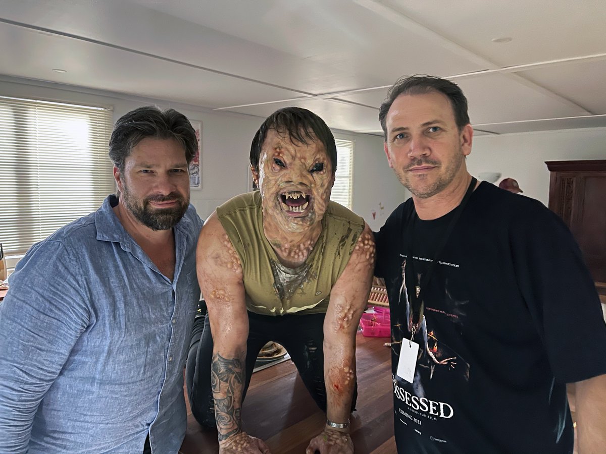 Great Behind The Scenes picture of myself with Steve Boyle and <a href="/JadeKevinFoster/">Jade Kevin Foster</a>  in his Demon makeup on the set of The Possessed.

#ThePossessed #Horror #FX #practicalfx #HorrorMovies #MovieNight #director #Producer #makeup #moviemagic