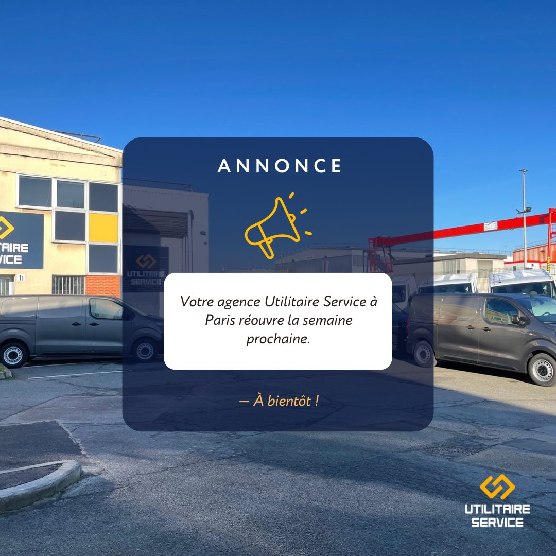 leproduvul's tweet photo. Très bonne nouvelle ! 🤩

Votre agence Utilitaire à Paris ré-ouvre lundi aux horaires habituels ! 

Nos conseillers commerciaux sont à votre disposition pour vous accompagner, vous conseiller et vous orienter dans l’acquisition de votre utilitaire. 😁 https://t.co/oourpoUl1Q