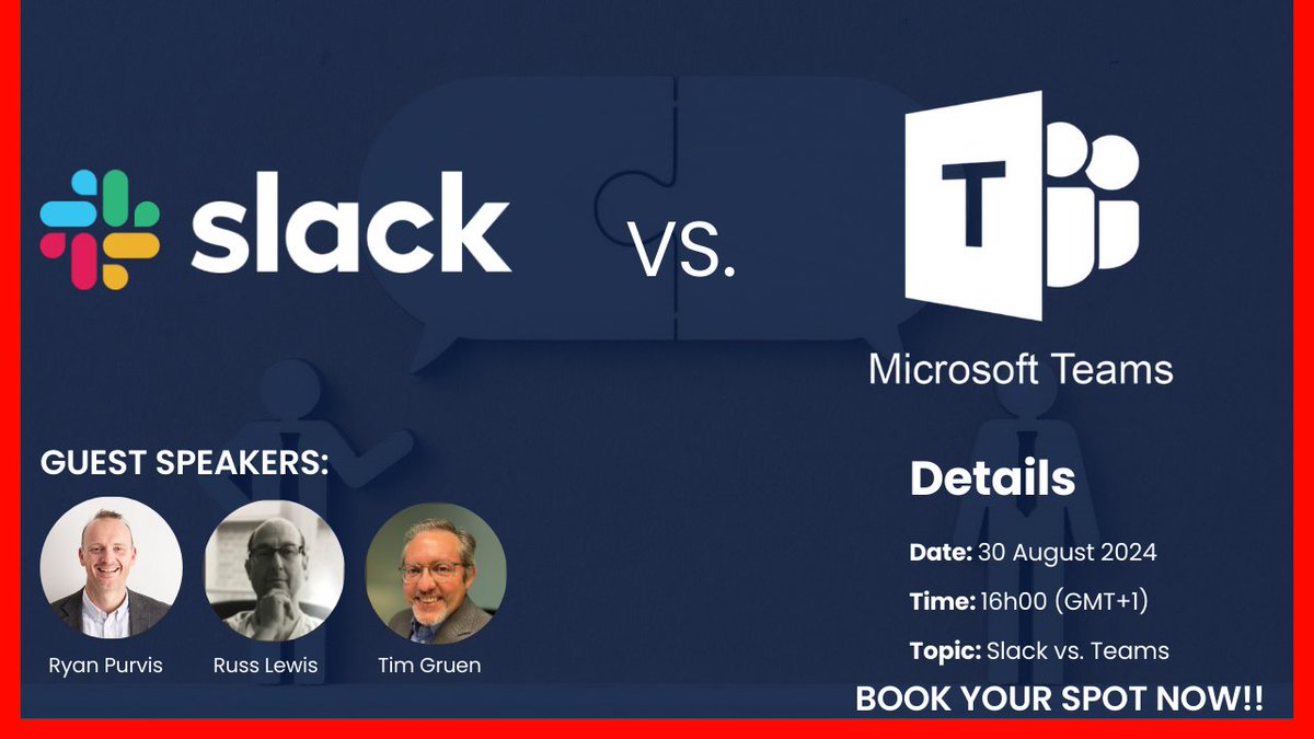 WEBINAR INCOMING!
Effective communication and collaboration are key to success. Join us where we’ll explore the strengths and weaknesses of two leading collaboration tools: #Slack and #MicrosoftTeams.

Register: live.zoho.com/Fm8QLVLq7d

#webinar #teams #slack #communications