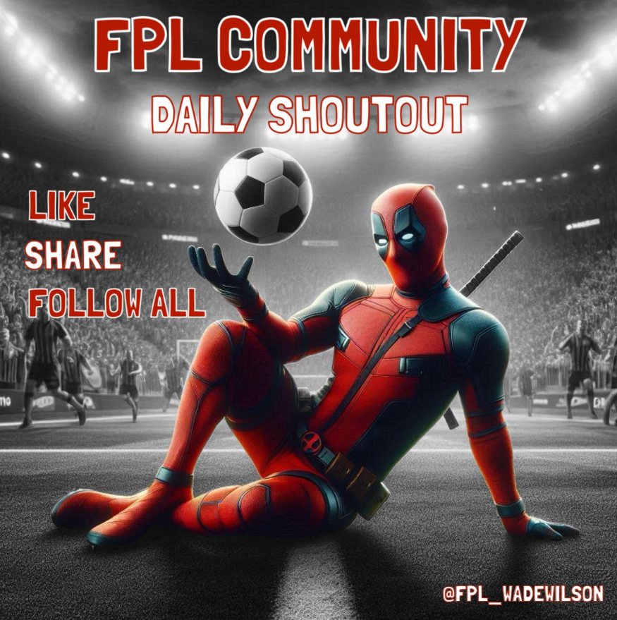 Daily #FPLcommunity  shoutout. ❤️🖤

Like, share &amp; follow - spread the love!

<a href="/ImranTFD/">Imran.H.D</a> 
@ffscout_smug 
<a href="/fpltop5k/">Not another FPL account</a> 
<a href="/FPL_Martin68/">FPL_Martin</a> 
<a href="/burner_fpl/">FPL BURNER</a> 
<a href="/Fpl_Foxy/">FPL-Foxy (Robbie)🦊</a> 
@LandlordFPL 
<a href="/FPL_Locker/">FPL Locker⚡️</a> 

Have a great Thursday everyone ❤️🖤

<a href="/OfficialFPL/">Fantasy Premier League</a> <a href="/premierleague/">Premier League</a> #FPL #Fantasy #Football