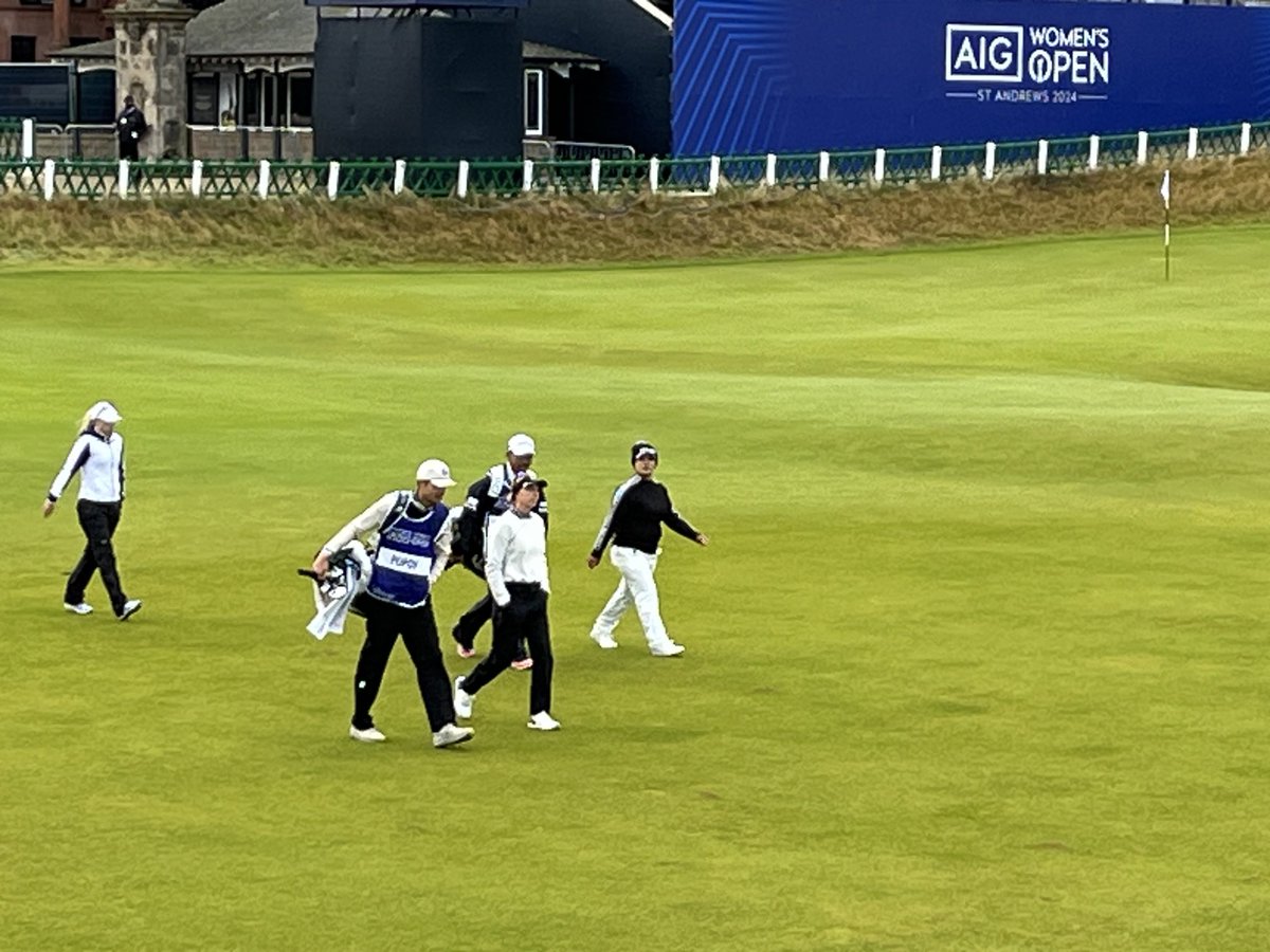 Testing conditions ⁦<a href="/TheHomeofGolf/">St Andrews Links</a>⁩ as the 2020 champion ⁦<a href="/SophiaCPopov/">Sophia Popov</a>⁩ <a href="/RoyalTroonGC/">Royal Troon Golf</a>⁩ strikes a great drive at the first in the 1st round of the ⁦<a href="/AIGWomensOpen/">AIG Women’s Open</a>⁩.
