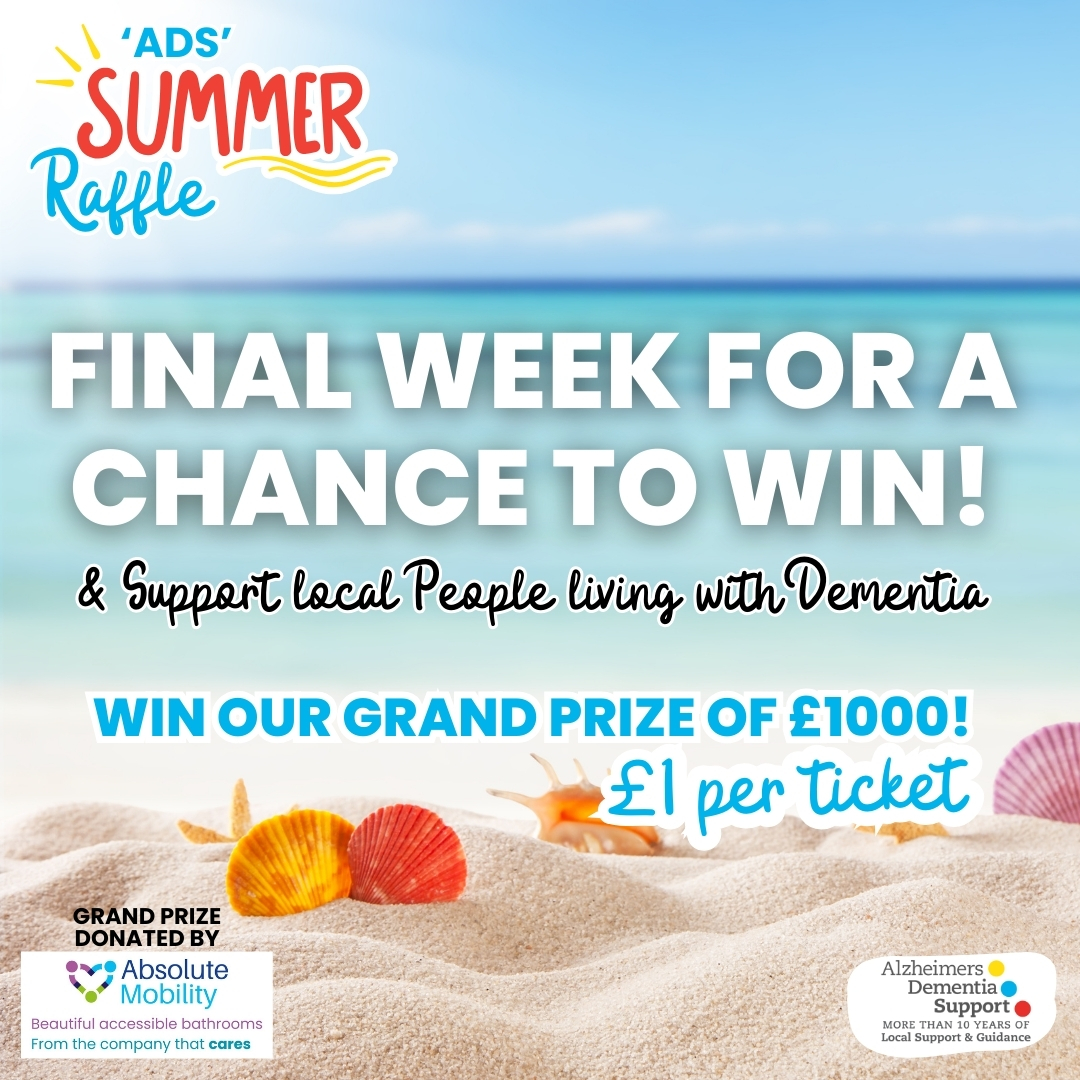 ⏳ Only one week to go! Don’t miss your chance to win £1000 in our Summer Raffle. 
Don't forget to hand in your stubs or get your tickets now ! 

Tickets are available at our Services and from our Charity Shop on High St in Maidenhead. #maidenhead #alzheimersdementiasupport