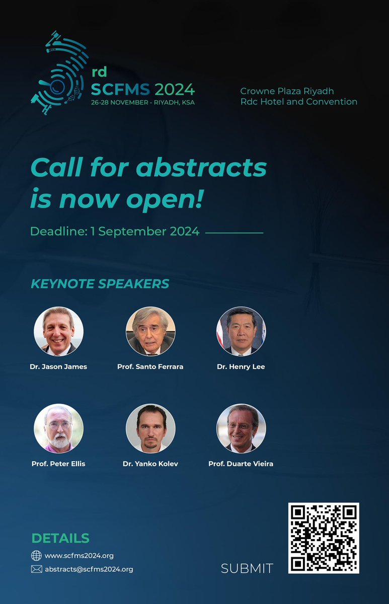 SaudiForensic's tweet photo. 🚨 Final Call! 
Only 10 Days Left 🚨  

The deadline for abstract submission is fast approaching! Don’t miss your chance to showcase your research at the 3rd Saudi Conference of Forensic Medical Sciences. Submit your abstract by 1st September!  

🔗 https://t.co/MFZi6Cdh17 

#ForensicScience #AbstractSubmission #ResearchOpportunity #SCFMS2024