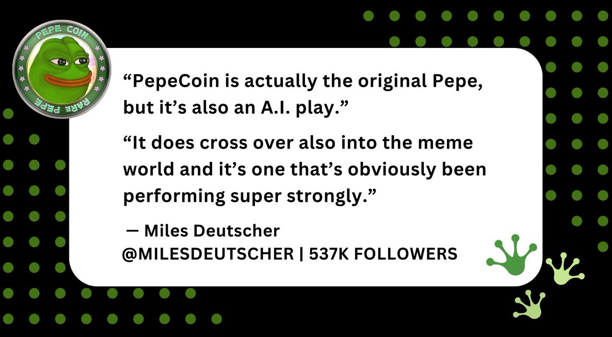 pepecoins's tweet photo. He gets it 🐸✍️ @milesdeutscher https://t.co/pmvIa1Zn3A