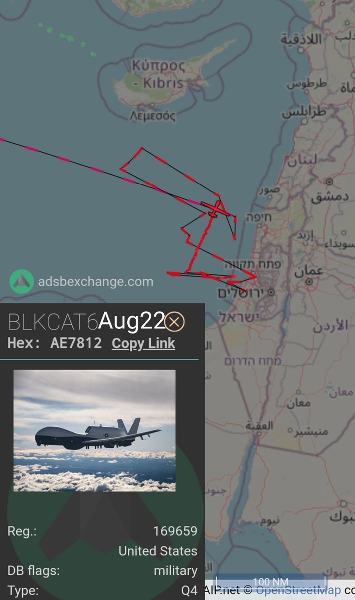 LebanonJets's tweet photo. Military: #USN UnitedStates Navy #MQ4C spy-eyes in the sky up at FL500 out of #Sigonella #Sicily gets a minimum line-of-sight range of 450km up to 600km radio horizon coverage
hex #AE7812 169659
public track: #BLKCAT6 https://t.co/imTsrecAlI https://t.co/atU5d64kfW