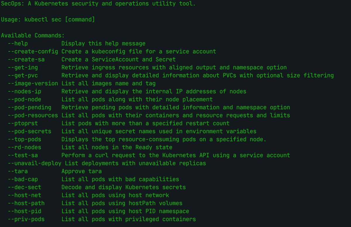 Milad_Bahari's tweet image. Handling a bunch of #kubectl one-liners for security and ops was getting messy, so I created kubectl-secops to clean things up. Now everything&apos;s more organized and easier to manage. If you&apos;re into smoother workflows, check it out!

github.com/miladbr/kubect…

#Kubernetes #DevOps