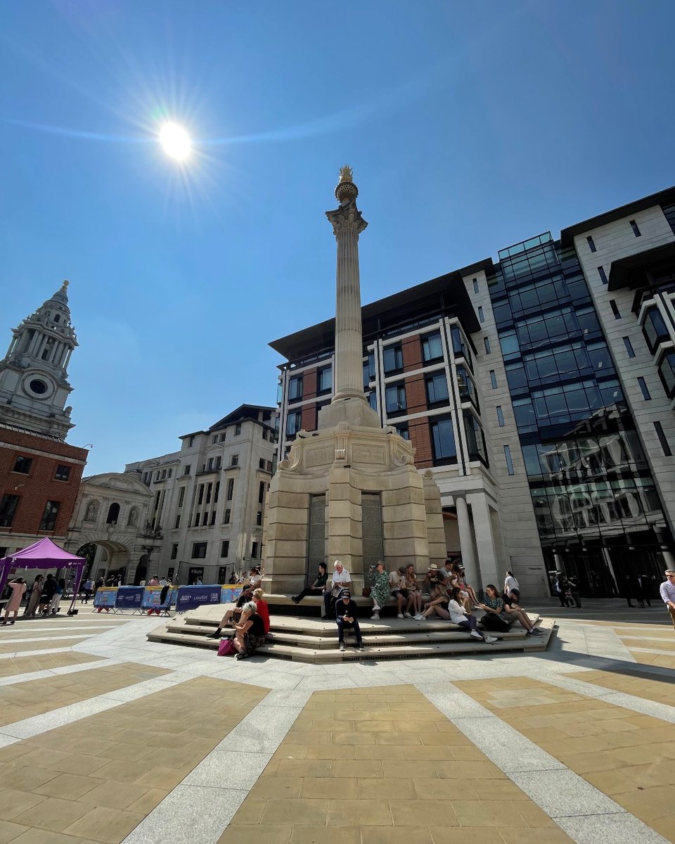 thecityofldn's tweet image. Rising 23.3 meters in the heart of #PaternosterSquare, the Paternoster Column is both an architectural landmark and part of a clever ventilation system. Surrounded by centuries of history, it’s a perfect spot to sit, enjoy your lunch, and soak in the rich heritage of the area.