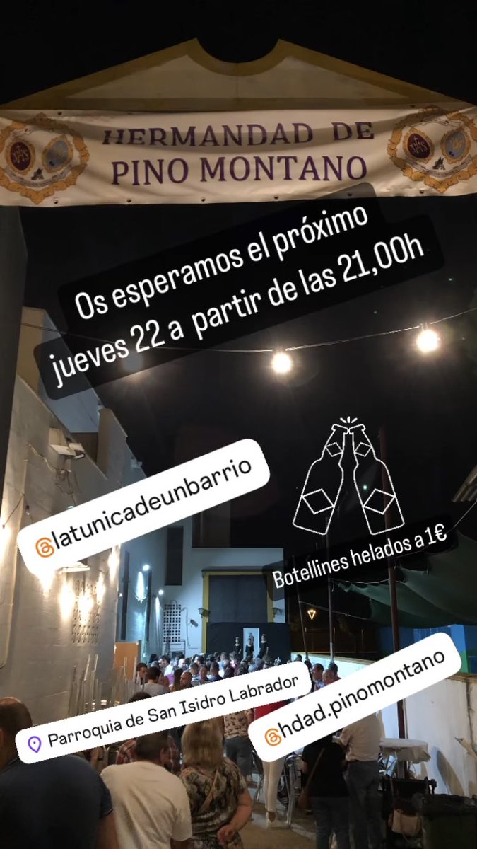 Os recordamos que hoy tendremos abierto el ambigú de nuestra Parroquia para seguir haciendo realidad nuestro proyecto y disfrutar de una magnífica noche de verano en nuestra <a href="/HdadPinoMontano/">Hdad. Pino Montano</a>.  No faltéis!!!
