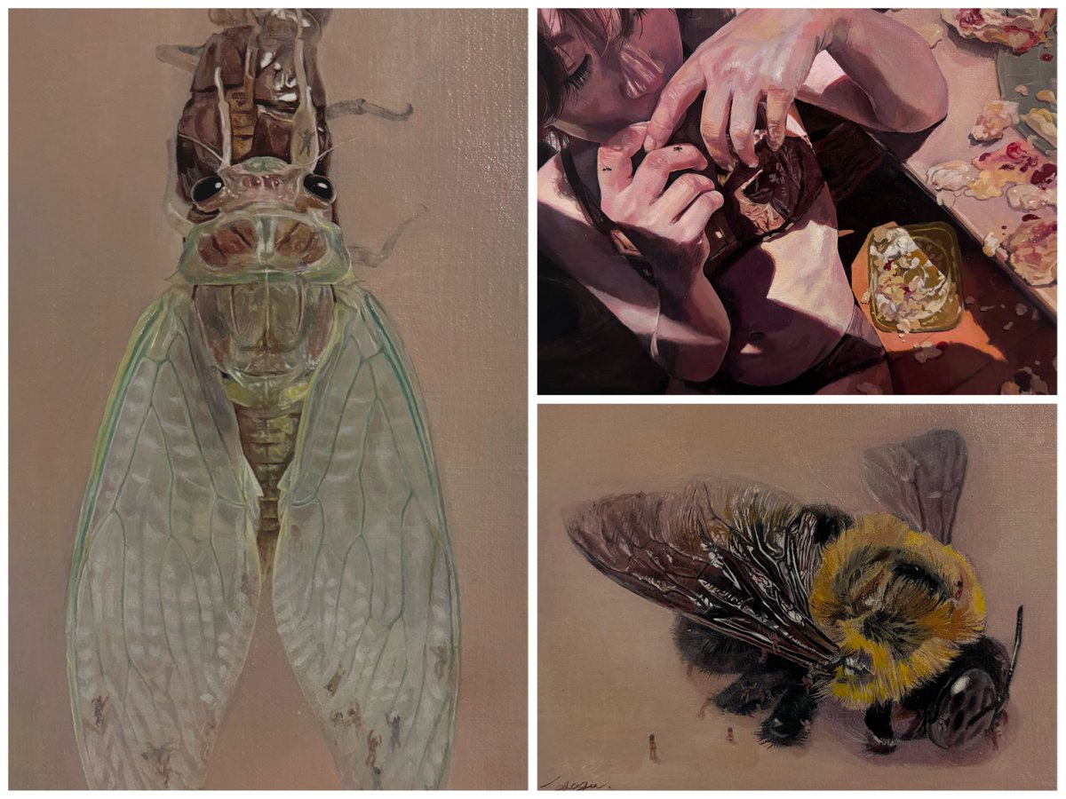 kasuga_kaho's tweet image. 【お知らせ】

明日8/23からグループ展が始まります！
こちらの（新作3点＋リメイク1点）4点、展示いたします！

また、9/5（木）夕方頃に在廊しようと思っていますので、どうぞよろしくお願いします…！🙇‍♀️