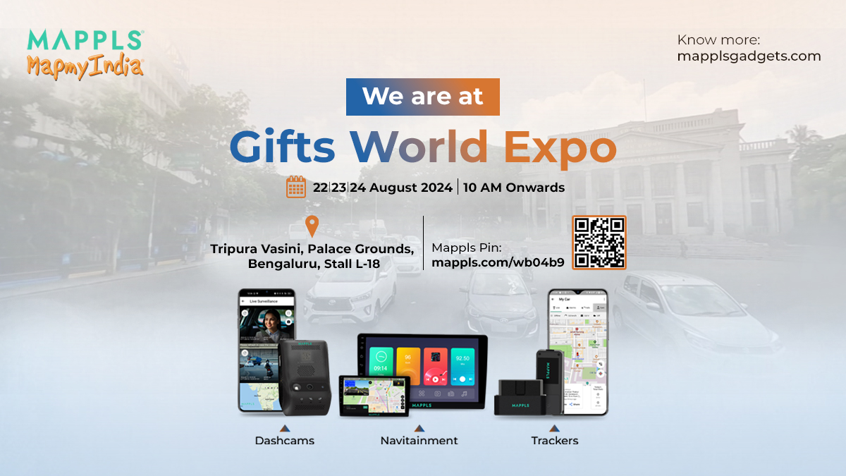 mappls's tweet photo. We're excited to be part of Gifts World Expo at Tripura Vasini, Palace Grounds, Bengaluru from 22-24 Aug 2024. Looking forward to seeing you all there!
Know more: https://t.co/FG7phQxBxo

#Mappls #MapmyIndia #Mapplsgadgets #gpstrackers #roadsafety #carsecuritysystem #vehiclegadgets #bengaluru #bangalore #giftexpo