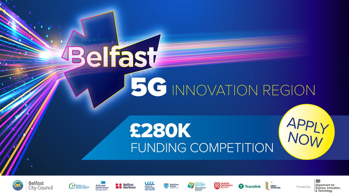 The Belfast 5G Innovation Region funding competition is now open! 

Businesses &amp; organisations in the Belfast Region City Deal area can apply for £50,000 - £100,000 grants to deliver 5G projects. 

Find out more: smartbelfast.city/2024/08/belfas… 

#Belfast5GIR #5GInAction #BRCityDeal