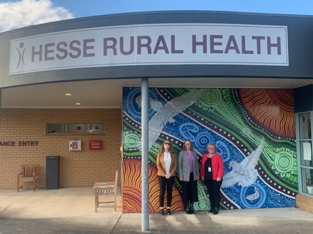 Our final visit of our South West tour was a key integrated rural health service, Hesse Rural Health.
Thank you to CEO Carissa Brock for the tour, including this beautiful First Nation’s artwork by Worimi artist Gerard Black, telling the story of two regions coming together.