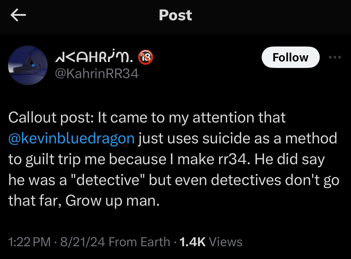 vicissick20's tweet photo. Heavily doubt it was just because you made “rr34” and probably another case of you being a pedophile ever since you went silent saying this shit and having a mental breakdown @KahrinRR34 @notingatallhe https://t.co/f0zxQ59dtg