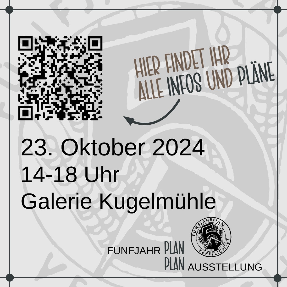 Wir laden euch ein, mit uns die Sonderausstellung "Fünfjahrplan" am 23.10 von 14 - 18 Uhr im@ziegeleipark abzuhängen. Ihr könnt die tollen Architekturpläne direkt an diesem Tag oder über unsere Internetseite kaufen! Hier findet ihr weitere Infos: tinyurl.com/2y3n7su8