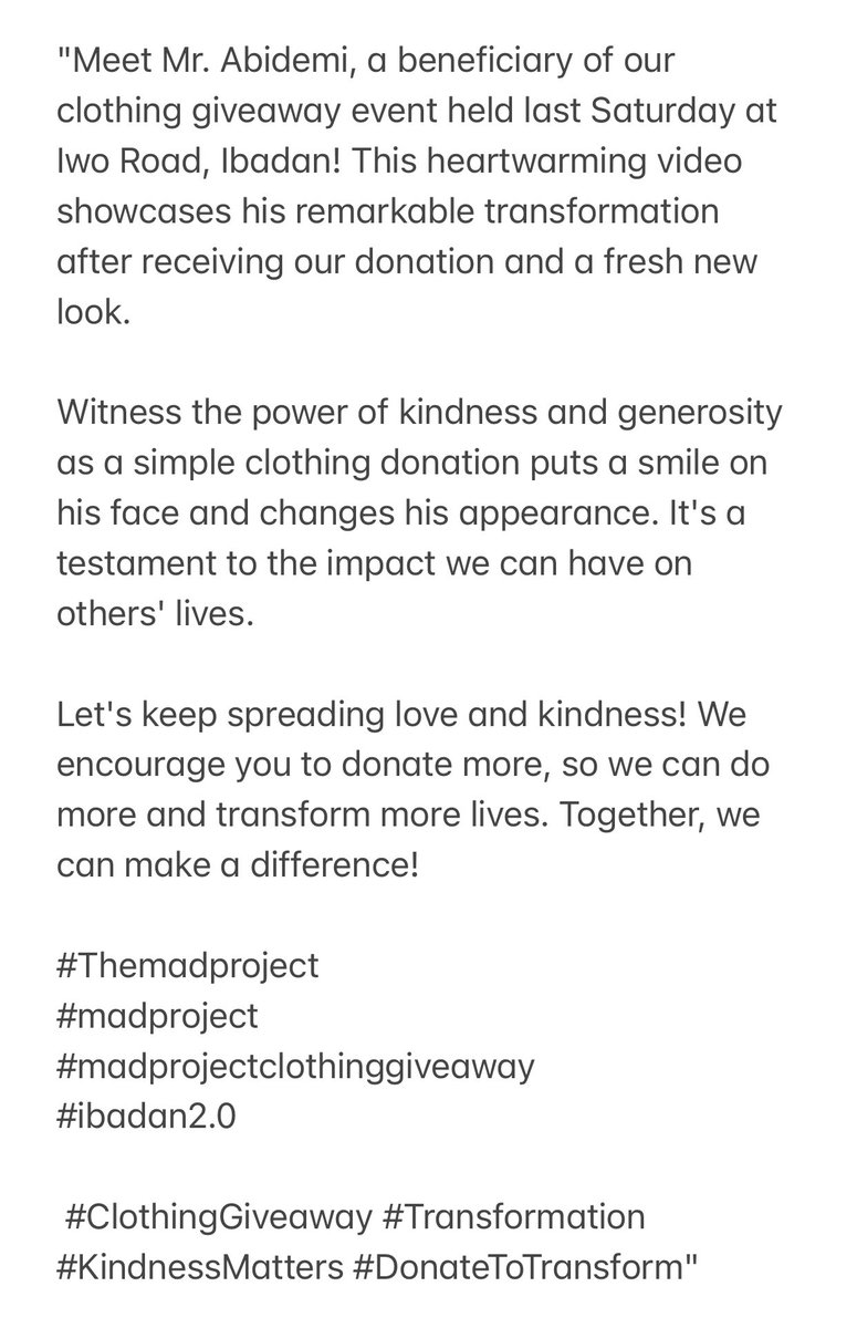 TheMadProject24's tweet photo. "Your generosity can change someone's life! Join us today we need more volunteers in Lagos, Ibadan, ogun, kwara, ilorin
You can also support us with your cloth donations
#madproject
South Africans | Pastor Jerry | Quavo | Ronaldo | Jujupopi | Sterling | Happy Birthday Sir https://t.co/AtLYlEE7vX