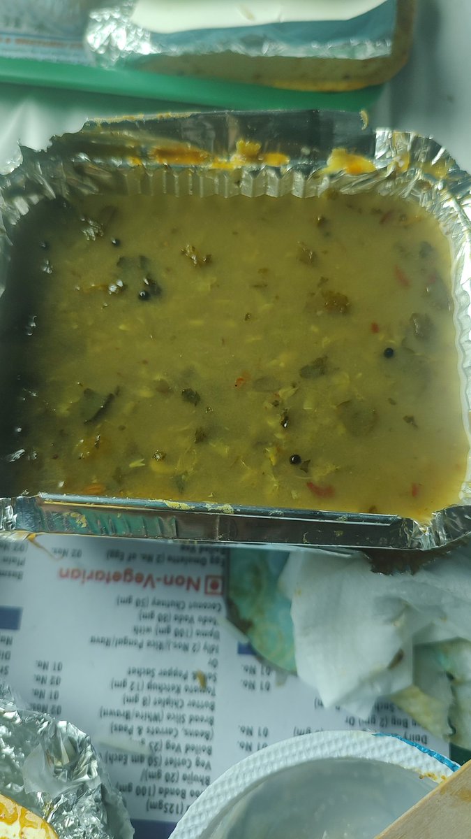wslalit's tweet photo. Worst food ever @AshwiniVaishnaw @IndianRailMedia @RailMinIndia @RailwaySeva Travelling in Rajdhani @12434 My kid not able to eat this worst food. Asking Vendor to replace but he said we have not replace this dal.@IRCTCofficial  kindly refund our catering charges. https://t.co/B2OxduQA68