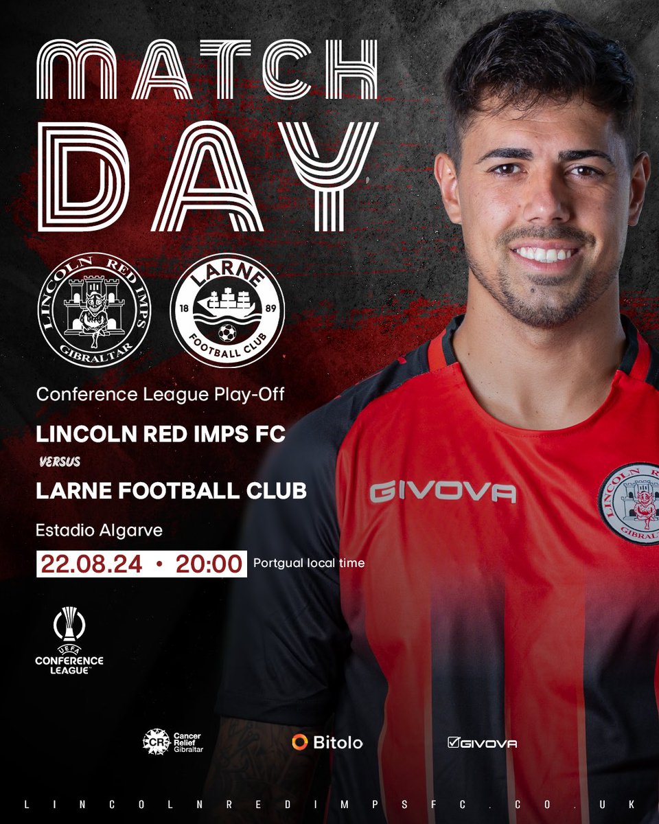 Lincoln Red Imps FC (@lincolnredimps) on Twitter photo 🔴 MATCHDAY ⚫️
🆚 <a href="/larnefc/">Larne Football Club</a>
🏆 @europacnfleague
⚔️ Play-off First Leg
🕗 8pm (9pm 🇬🇮)
🏟️ Estadio Algarve 🇵🇹
#LRI #UECL 👹 🔴 MATCHDAY ⚫️
🆚 <a href="/larnefc/">Larne Football Club</a>
🏆 @europacnfleague
⚔️ Play-off First Leg
🕗 8pm (9pm 🇬🇮)
🏟️ Estadio Algarve 🇵🇹
#LRI #UECL 👹