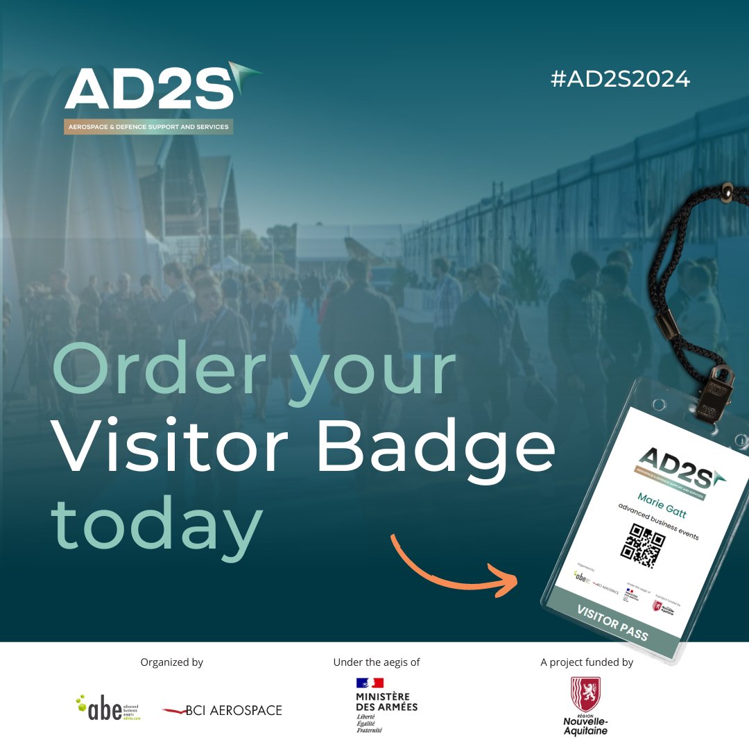 AD2S_2024's tweet photo. 🎟 Order your "Visitor" badge today: https://t.co/wreqXUBu9h

📅Deadline: September 13th. Space is limited, book fast https://t.co/vEnVlKSu3u